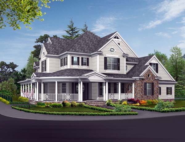 Farmhouse Plan with 4725 Sq. Ft., 4 Bedrooms, 5 Bathrooms, 3 Car Garage Picture 2
