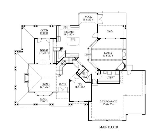 Country Craftsman Level One of Plan 87612