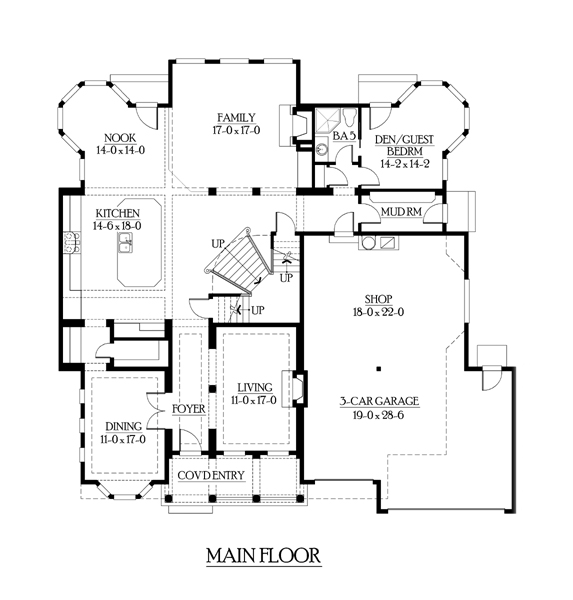 Craftsman Traditional Level One of Plan 87614