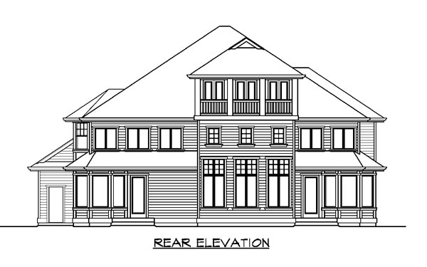 Craftsman Traditional Rear Elevation of Plan 87614