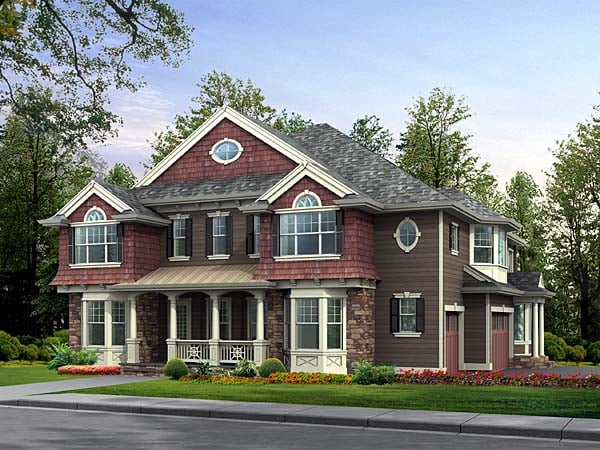 Colonial, Traditional Plan with 4903 Sq. Ft., 5 Bedrooms, 6 Bathrooms, 3 Car Garage Elevation