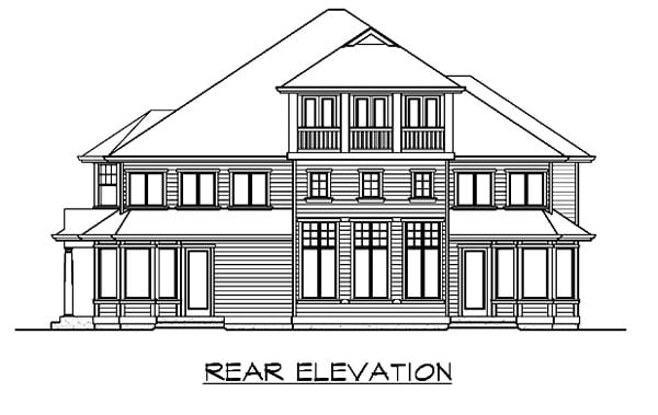 Colonial Traditional Rear Elevation of Plan 87615