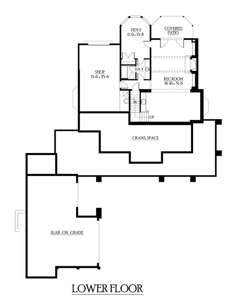 Country Farmhouse Lower Level of Plan 87616