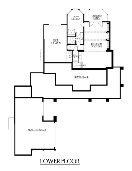 Country Farmhouse Lower Level of Plan 87617