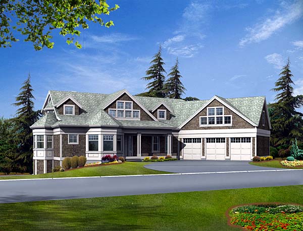 Traditional Plan with 4952 Sq. Ft., 4 Bedrooms, 5 Bathrooms, 3 Car Garage Picture 2