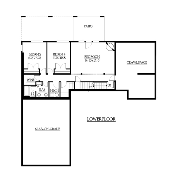 Traditional Lower Level of Plan 87621