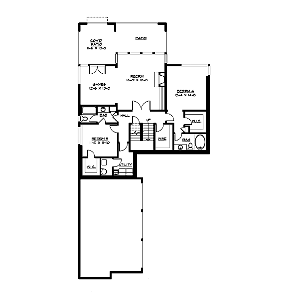 Southwest Lower Level of Plan 87623