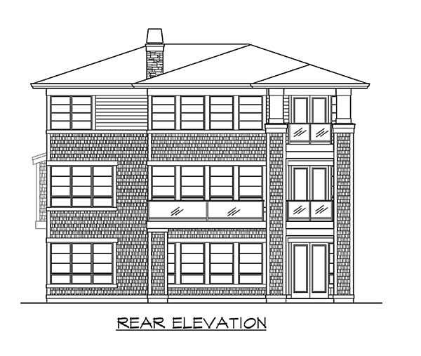 Southwest Rear Elevation of Plan 87623