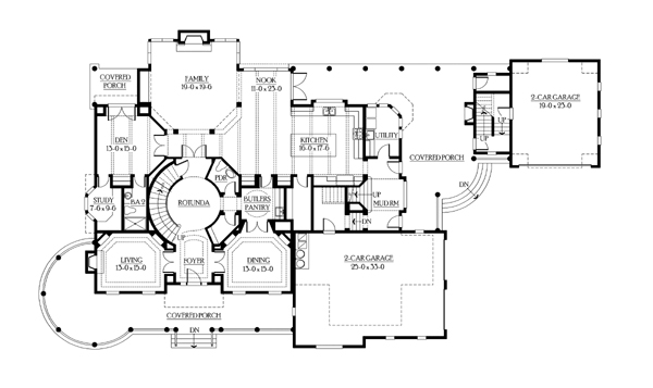 Country Farmhouse Level One of Plan 87638