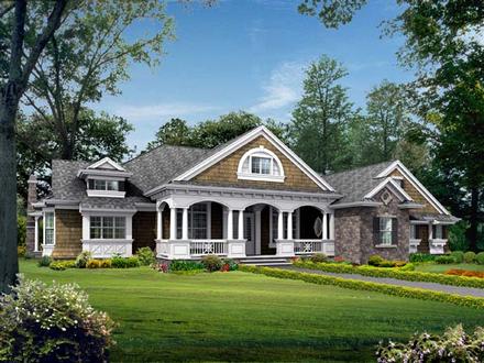 Colonial Country Craftsman Elevation of Plan 87646