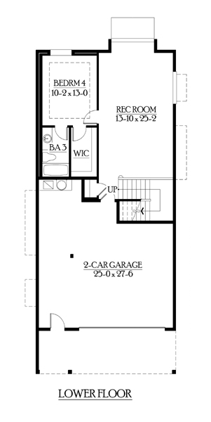 Craftsman Lower Level of Plan 87658