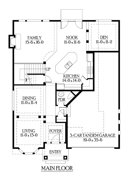 Colonial Craftsman Level One of Plan 87659
