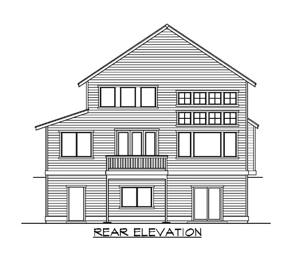 Colonial Rear Elevation of Plan 87660