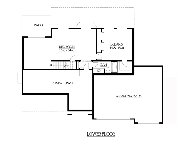 Craftsman Lower Level of Plan 87665