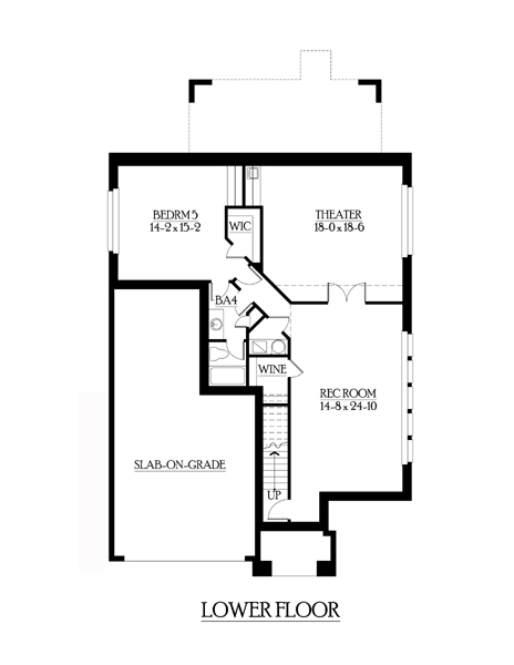 Contemporary Craftsman Lower Level of Plan 87667