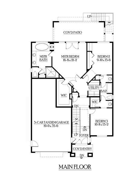 Contemporary Craftsman Level One of Plan 87667