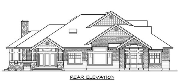 Craftsman Rear Elevation of Plan 87678