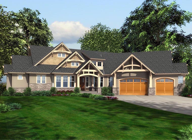 Cottage, Traditional Plan with 5515 Sq. Ft., 5 Bedrooms, 4 Bathrooms, 3 Car Garage Elevation