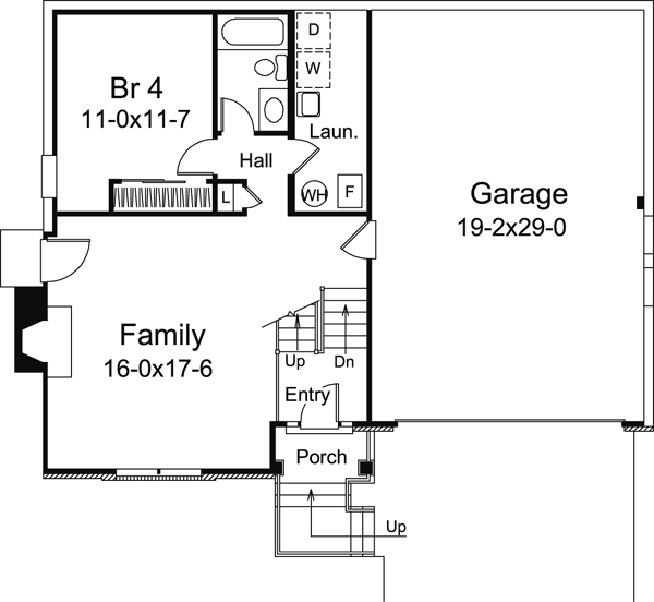 Country Traditional Lower Level of Plan 87801