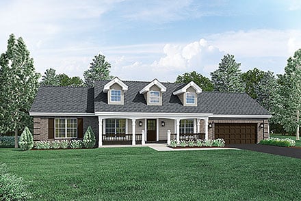 Cape Cod Country Ranch Elevation of Plan 87805