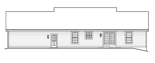 Cape Cod Country Ranch Rear Elevation of Plan 87805