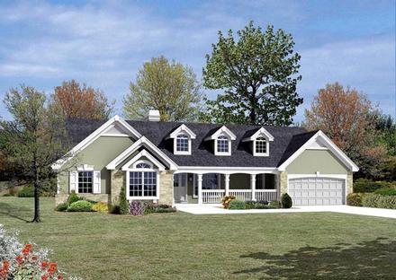 Cape Cod Country Ranch Traditional Elevation of Plan 87807