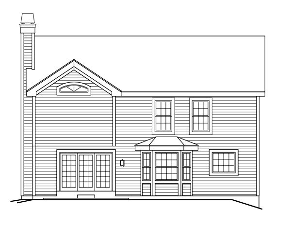 Country Traditional Rear Elevation of Plan 87809