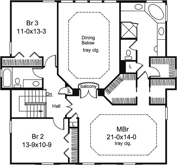 Colonial Country Traditional Level Two of Plan 87812