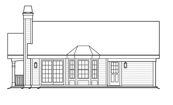 Cottage Country Ranch Rear Elevation of Plan 87813