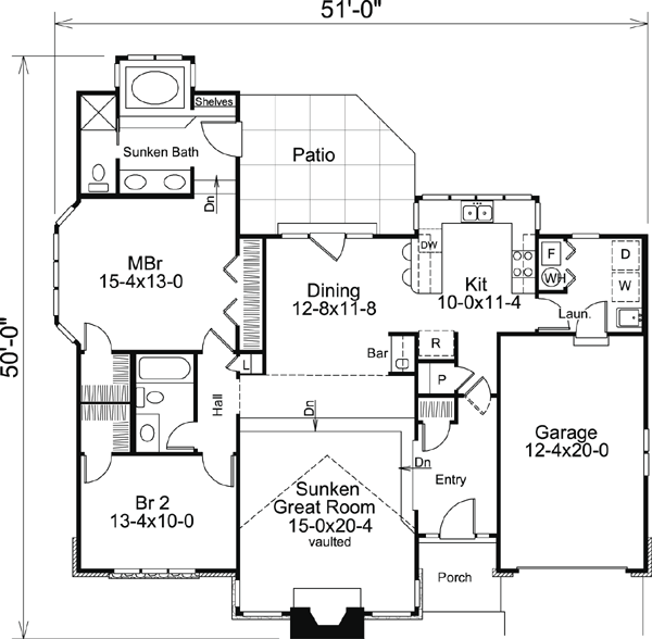Contemporary Country Ranch Level One of Plan 87814