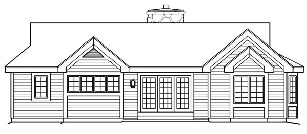 Contemporary Country Ranch Rear Elevation of Plan 87814