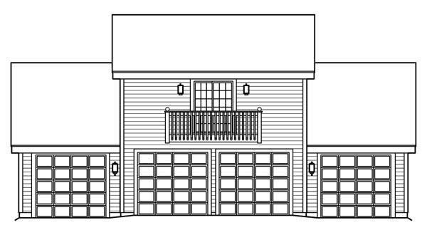 Cottage Country Craftsman Saltbox Southern Traditional Rear Elevation of Plan 87815