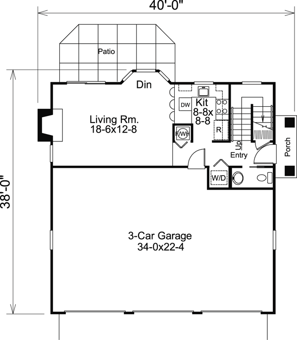 Cottage Traditional Level One of Plan 87816