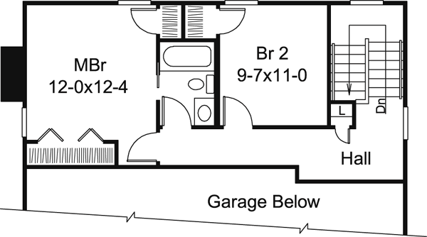Cottage Traditional Level Two of Plan 87816