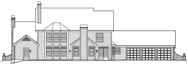 Cape Cod Country European Traditional Rear Elevation of Plan 87820
