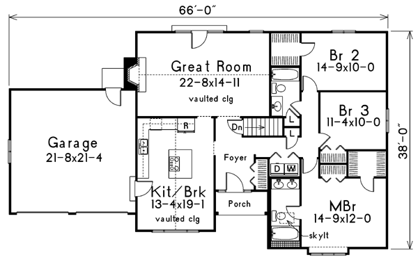 Ranch Level One of Plan 87821