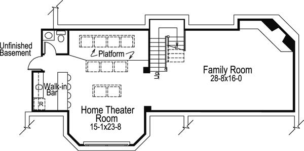 Country Ranch Southern Traditional Victorian Lower Level of Plan 87871