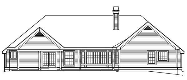 Country Ranch Southern Traditional Victorian Rear Elevation of Plan 87871