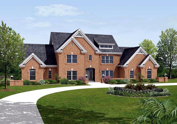 Country, Traditional Plan with 3670 Sq. Ft., 4 Bedrooms, 5 Bathrooms, 3 Car Garage Elevation