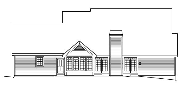 Colonial Traditional Rear Elevation of Plan 87875