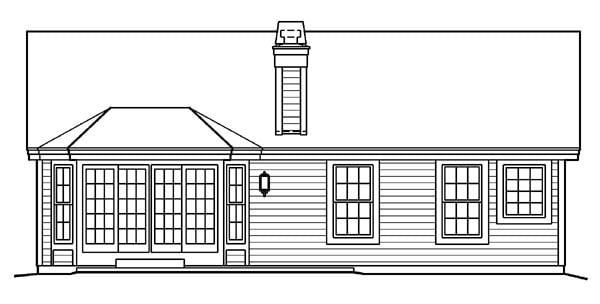 Country Ranch Traditional Rear Elevation of Plan 87877