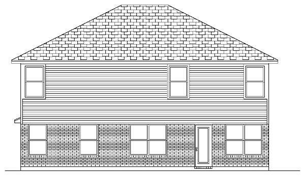 Traditional Rear Elevation of Plan 87909