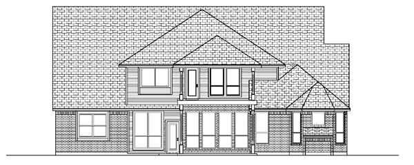 Traditional Rear Elevation of Plan 87930