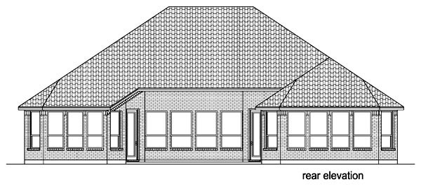 Traditional Rear Elevation of Plan 87975