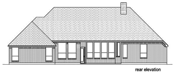 European Traditional Tudor Rear Elevation of Plan 87979