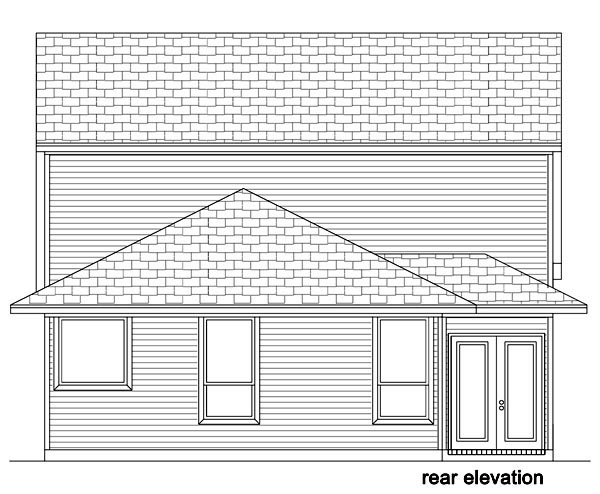 Cottage Rear Elevation of Plan 87983