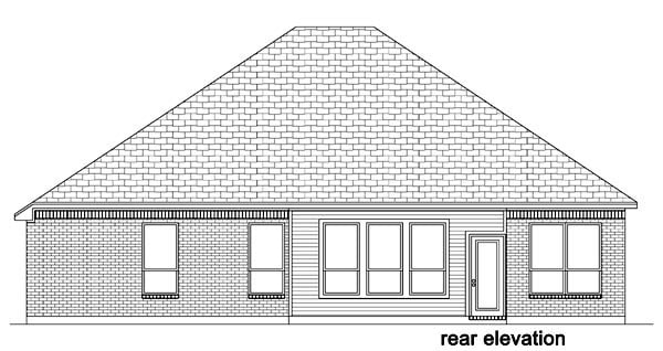 European Traditional Rear Elevation of Plan 87984