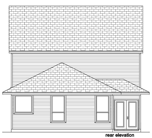 Traditional Rear Elevation of Plan 87987