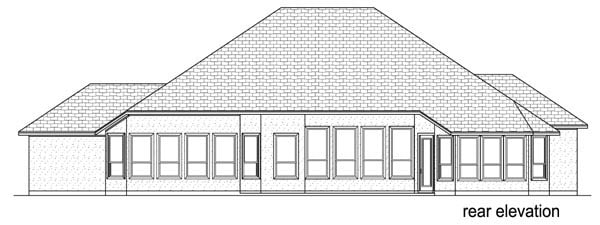 European Mediterranean Traditional Rear Elevation of Plan 87995