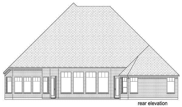 European Traditional Rear Elevation of Plan 87996